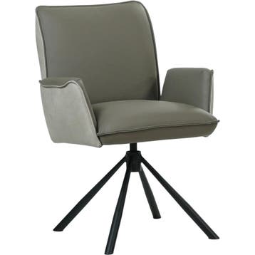 Leren draaibare eetkamerstoel Elite Duo - Kenia Lightgrey, Huis en Inrichting, Stoelen, Ophalen of Verzenden, Nieuw, Leer, Bohemian, Eigentijds, Industrieel, Modern, Retro, Scandinavisch, Vintage