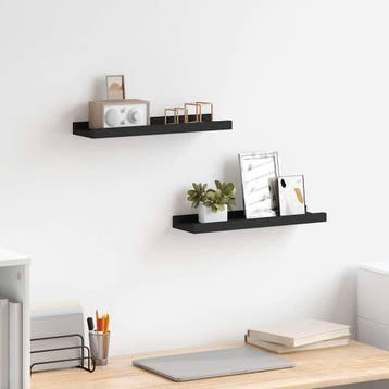 vidaXL Fotoplanken 2 st 40x9x3 cm MDF zwart, Verzenden, Nieuw