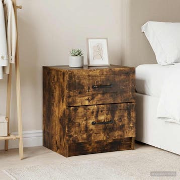 vidaXL Nachtkastje 2 st Gerookt eiken 43 x 34,5 x 44,5 cm, Minder dan 45 cm, Verzenden, Nieuw, Minder dan 55 cm