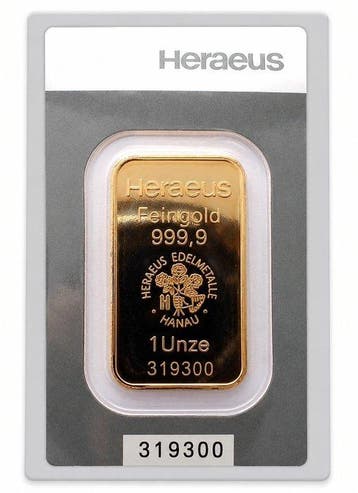 1 Troy Ounce - Goud .999 - Heraeus, Germany
