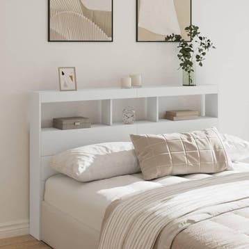 vidaXL Hoofdbordkast met LED-verlichting 160x17x102 cm wit, Verzenden, Nieuw, Wit, Hout