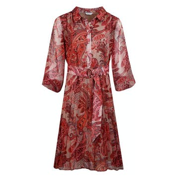 Frogbox • rood roze jurk met paisley motief • 36, Kleding | Dames, Jurken, Princess goes Hollywood, Verzenden, Nieuw, Maat 36 (S)