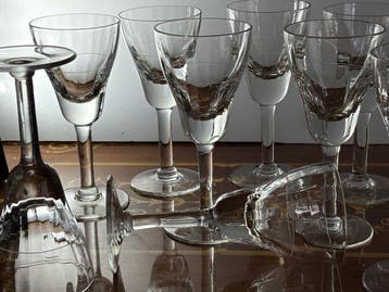 zeer mooie antieke wit wijn glazen - Drinkglas (9) - Glas