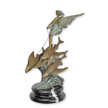 A BRONZE SCULPTURE O AN FAIRY TAMING SOME FISH (Interieur), Verzenden, Nieuw