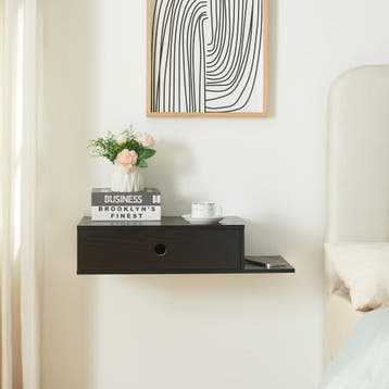 Wandplank Stor met lade 65x30x15 cm zwart [en.casa], Verzenden, Nieuw