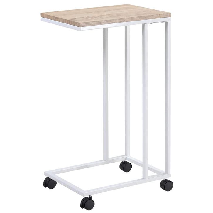 Bijzettafel met wieltjes - 40x30x65 cm – wit frame hout, Huis en Inrichting, Complete inboedels, Verzenden