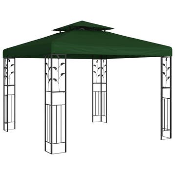 vidaXL Paviljoen 3 x 3 x 2,68 m Groen Polyester en staal, Verzenden, Nieuw
