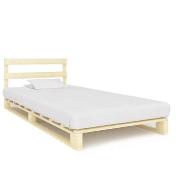 vidaXL Bedframe pallet massief grenenhout 90x200 cm, Huis en Inrichting, 90 cm, Eenpersoons, Bruin, Verzenden