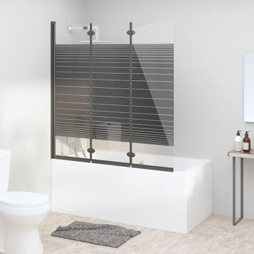 vidaXL Douchewand inklapbaar 3 panelen 130x130 cm ESG zwart, Doe-het-zelf en Verbouw, Sanitair, Verzenden, Nieuw