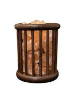 Zoutlamp - Himalaya Zoutstenen - Houten Korfje - Cilinder, Ophalen of Verzenden