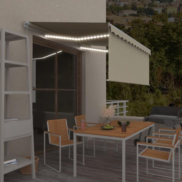 vidaXL Luifel handmatig uittrekbaar rolgordijn en LED, Tuin en Terras, Zonneschermen, Nieuw, Verzenden