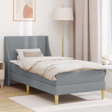 vidaXL Bedframe met matras Lichtgrijs 80 x 200 cm Polyester, Verzenden, Nieuw, Eenpersoons, Stof