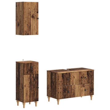 vidaXL 3-delige badkamerkast set ALKMAAR Oud hout Bewerkt, Verzenden, Nieuw