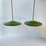 2 Enameled Hanging Lamps for Industrial and Vintage