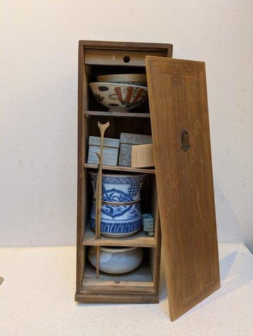 Theeservies - Hout en keramiek - Chabako theekist