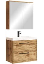 Badkamermeubel Etna 60cm eiken Badmeubel met spiegelkast, Huis en Inrichting, Badkamer | Badkamermeubels, Verzenden, Nieuw, Wastafelkast