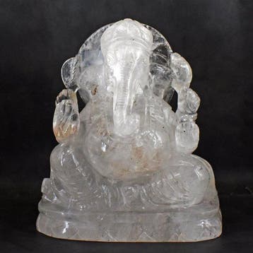 Beeld, Genuine White Quartz Gemstone Carved Divine Lord, Antiek en Kunst
