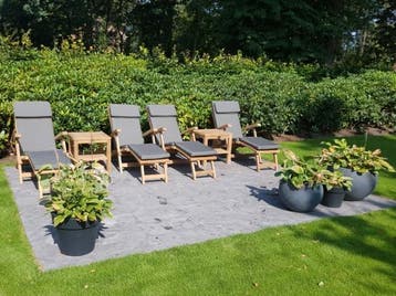 Luxe inklapbare ligstoelen | SET AANBIEDING | DUURZAAM TEAK, Ophalen of Verzenden, Nieuw, Teakhout, Inklapbaar