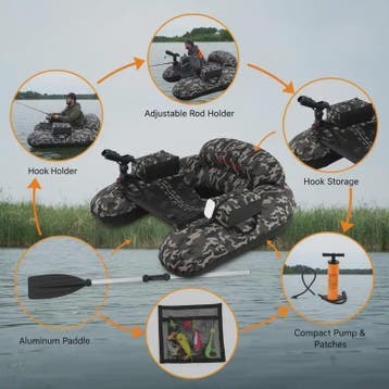 Opblaasbare Visboot Camouflage met Hengelhouder en Aluminium, Verzenden, Nieuw
