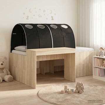 vidaXL Hoge Bed Frame met Bureau voor Kinderen 3 st Bewerkt, Verzenden, Nieuw, Bruin, Hout