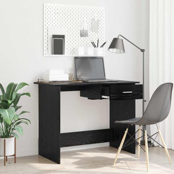 vidaXL Bureau Zwart Eiken 100 x 50 x 76 cm Bewerkt hout, Huis en Inrichting, Verzenden, Nieuw