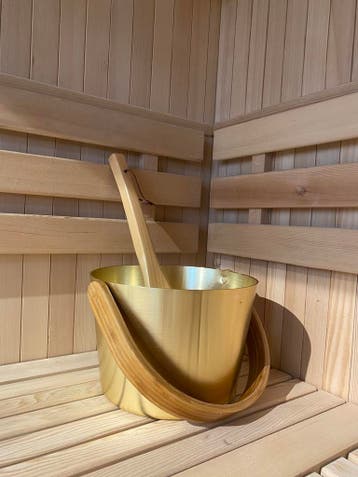 Opgietemmer champagne/goud met houten draaghendel, Verzenden, Nieuw