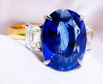 Ring - 18 karaat Witgoud, LOTUS SRI LANKA 4.46ct Conflower, Nieuw