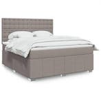 vidaXL Boxspring met matras stof taupe 180x200 cm, Eenpersoons, Verzenden, Nieuw, 80 cm