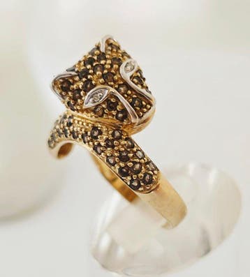 Zonder minimumprijs - Ring - 8 karaat Geel goud - Edelstenen, Nieuw
