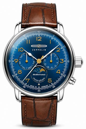 Zeppelin 9636-3 Méditerranée horloge 40 mm, Overige merken, Staal, Verzenden, Polshorloge