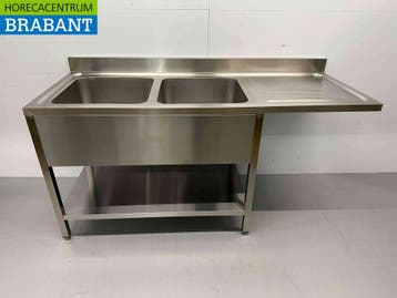 RVS Spoeltafel dubbele spoelbakken Premium-line 180 cm, Ophalen of Verzenden, Nieuw in verpakking