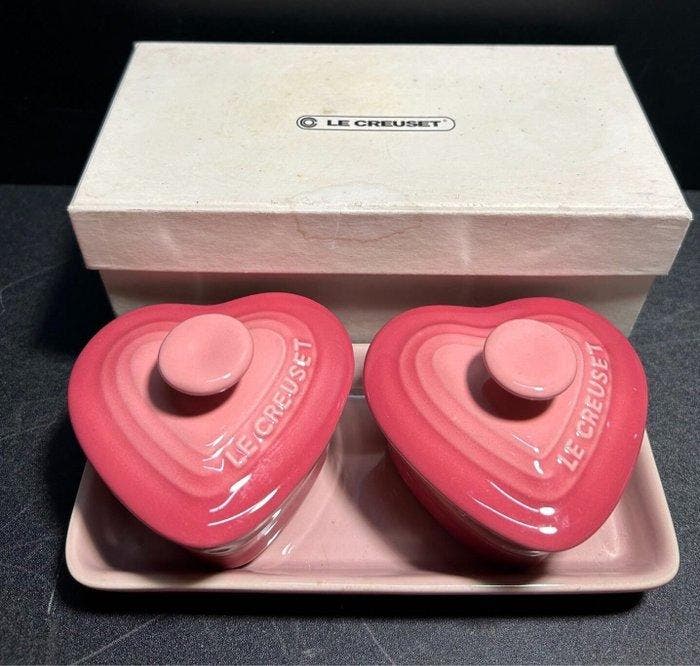 Le Creuset - Pot (2) - Hartvormig - Keramiek - Hartvormige, Antiek en Kunst, Antiek | Keukenbenodigdheden