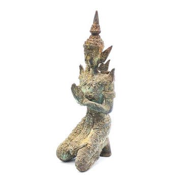 Thai Brons Biddende godheid Apsara beeldje altaarskraal -, Antiek en Kunst