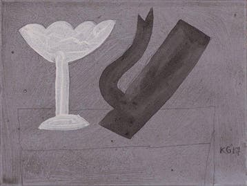 Klaas Gubbels (1934) - Zwarte kan met wit glas