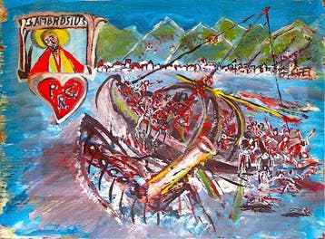 Italiaanse school (XX) - SantAmbrogio e il Salvataggio nel, Antiek en Kunst