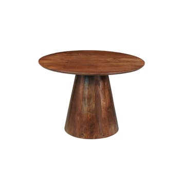 Mangohouten eettafel Mick rond bruin 110cm, Verzenden, Rond, Nieuw, Industriële meubels