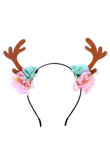 KIMU® Haarband Rendier Bloemen Mintgroen Lichtroze Diadeem B, Ophalen of Verzenden, Nieuw, Carnaval, Accessoires