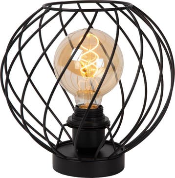 Lucide DANZA Tafellamp Ø 25 cm - 1xE27 - Zwart, Huis en Inrichting, Lampen | Tafellampen, Ophalen of Verzenden, Zo goed als nieuw