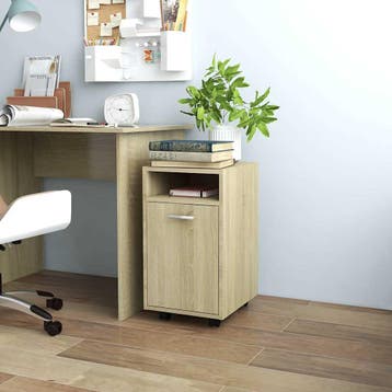 vidaXL Bijzetkast met wielen 33x38x60 cm bewerkt hout sonoma, Huis en Inrichting, Kasten | Overige, Verzenden, Nieuw