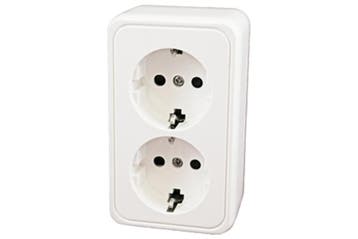 Contactdoos Dubbel 230V Opbouw Wit, Ophalen of Verzenden, Nieuw