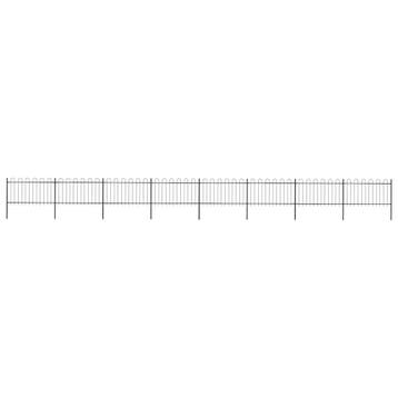 vidaXL Tuinhek met ringtop staal 1426x100 cm zwart, Verzenden, Nieuw, IJzer, Minder dan 1 meter