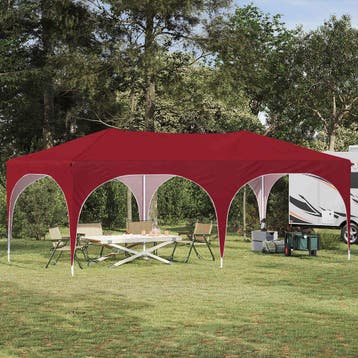 vidaXL Pop-up partytent 574 x 289 x 245 cm Bordeauxrood, Verzenden, Nieuw, Partytent