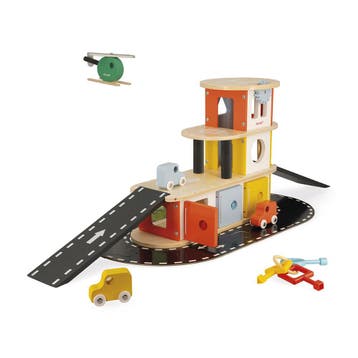 Janod houten garage Bolid - parkeer van €69,99 voor €35,00, Ophalen of Verzenden, Nieuw