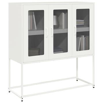 vidaXL Dressoir 100,5x39x107 cm koudgewalst staal wit, Verzenden, Nieuw, Metaal
