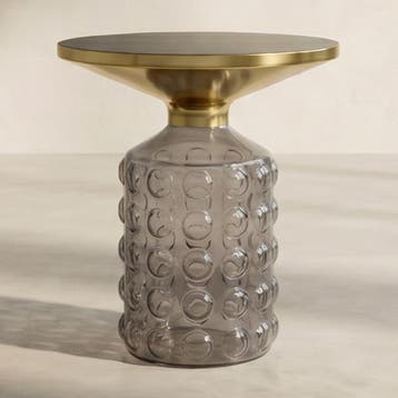 *WOONWINKEL* Kare Design Lola Glazen Bijzettafel Met Relief, Verzenden, Nieuw