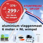 STUNTPRIJS aluminium vlaggenmast 6 meter Ø70mm met, Nieuw