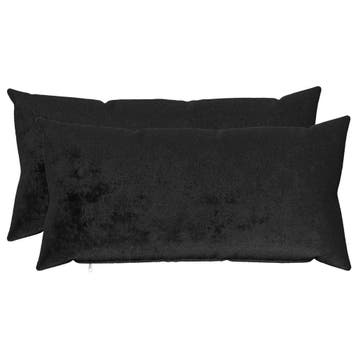 vidaXL Kussensloop 2 pcs HEERLEN Zwart 40 x 80 cm Flanel, Huis en Inrichting, Verzenden, Nieuw, Zwart