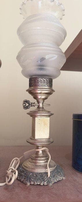 Tafellamp - Messing - Lamp Ripr lampenkap, Antiek en Kunst