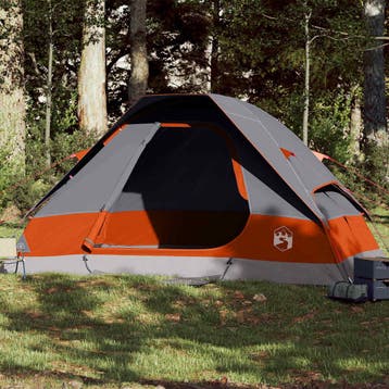 vidaXL Koepeltent 6-persoons waterdicht grijs en oranje, Verzenden, Nieuw, Tot en met 2