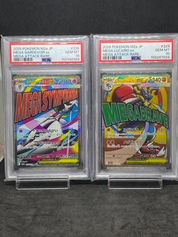Pokémon - 2 Graded card - Mega Lucario ex, Mega Gardevoir, Hobby en Vrije tijd, Nieuw